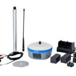 Full kit of CHCNav iBase including GNSS unit, antennas, and power solutions displayed