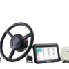 Complete set of NX510 autosteering system including wheel, receiver, and display unit.