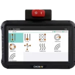 Tablet display for NX510 showing AB line auto-steering control interface.